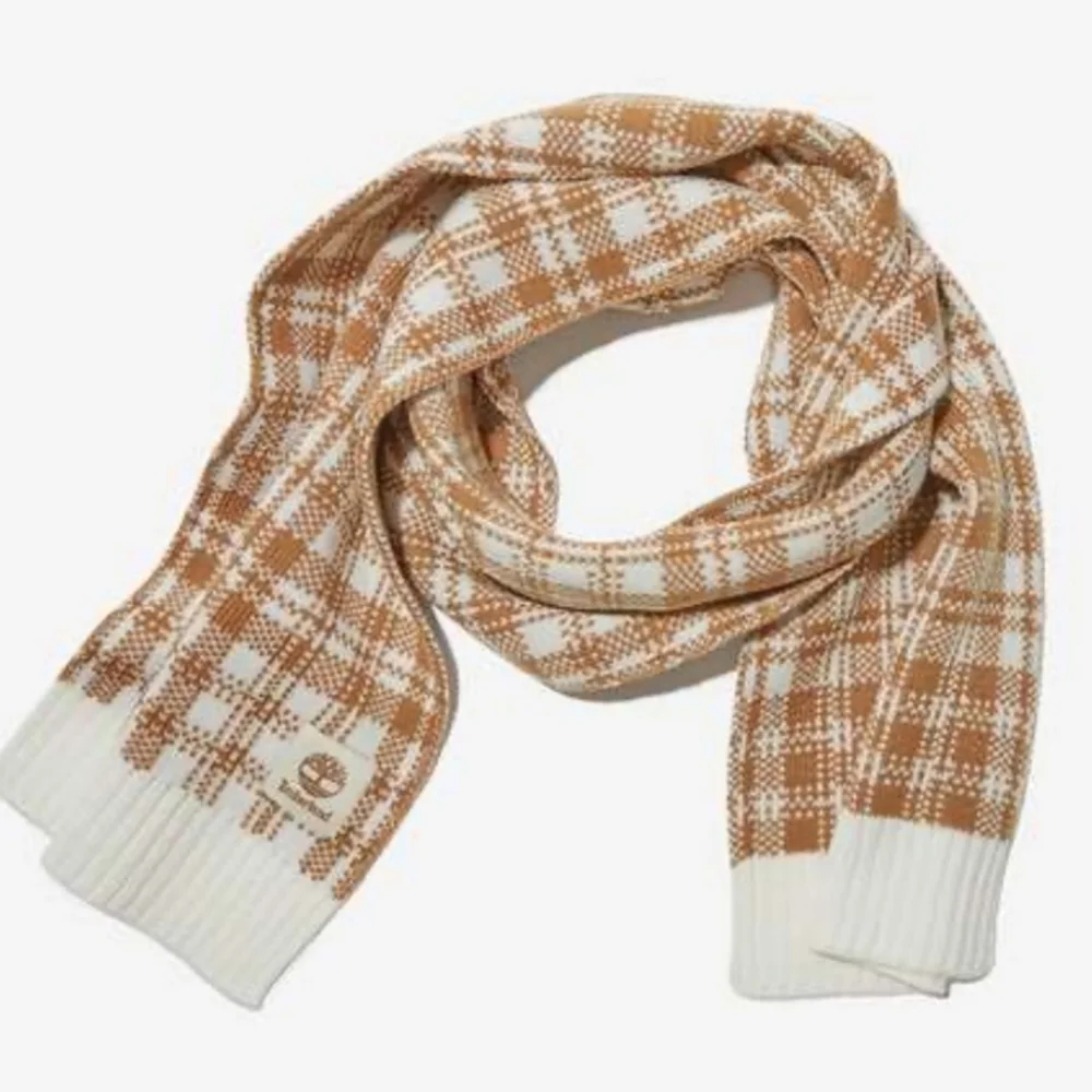 Timberland Scarf ~ Wheat-Colored Buffalo Plaid ~ Super Soft Acrylic ~10 X 64